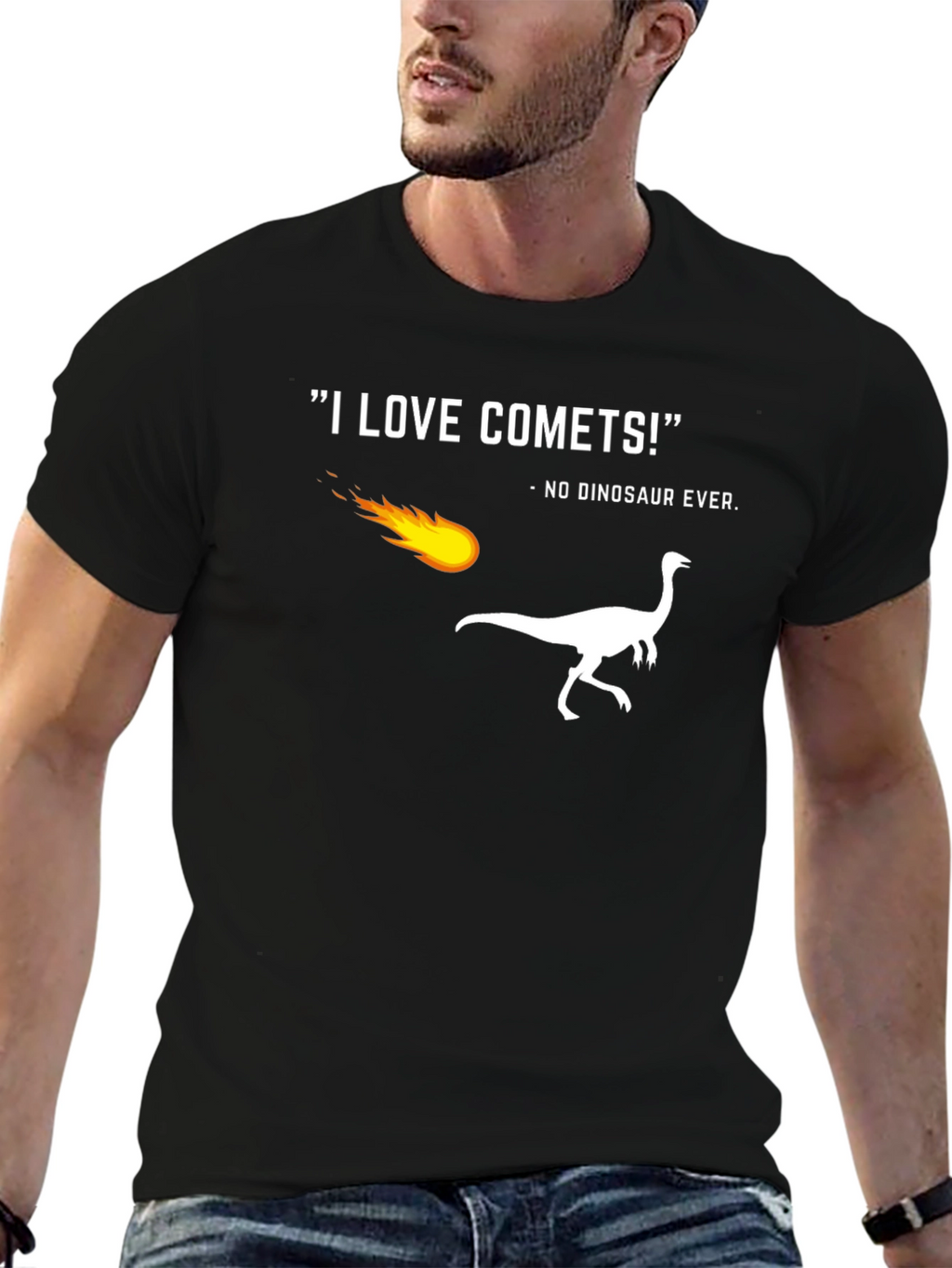 Funny Dinosaur Comet T-Shirt - I Love Comets!