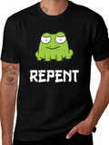 Frog Repent Graphic T-Shirt - Black Cotton Tee