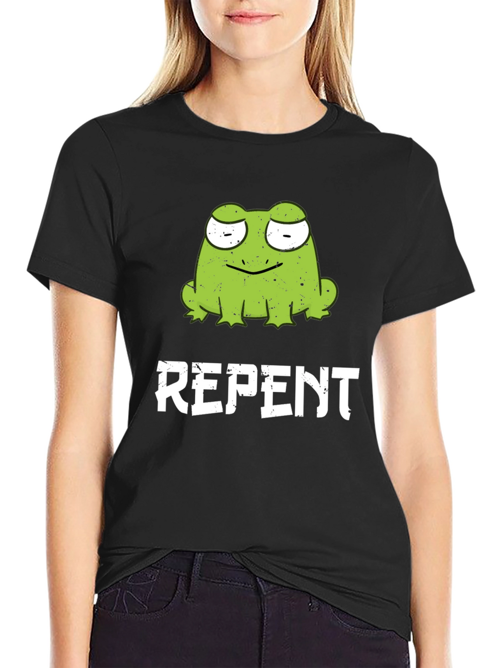 Frog Repent Graphic T-Shirt - Black Cotton Tee