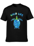 Wildlife Sea Turtle Graphic Tee - Black