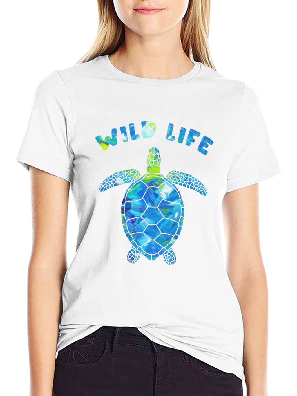 Wildlife Sea Turtle Graphic Tee - Black