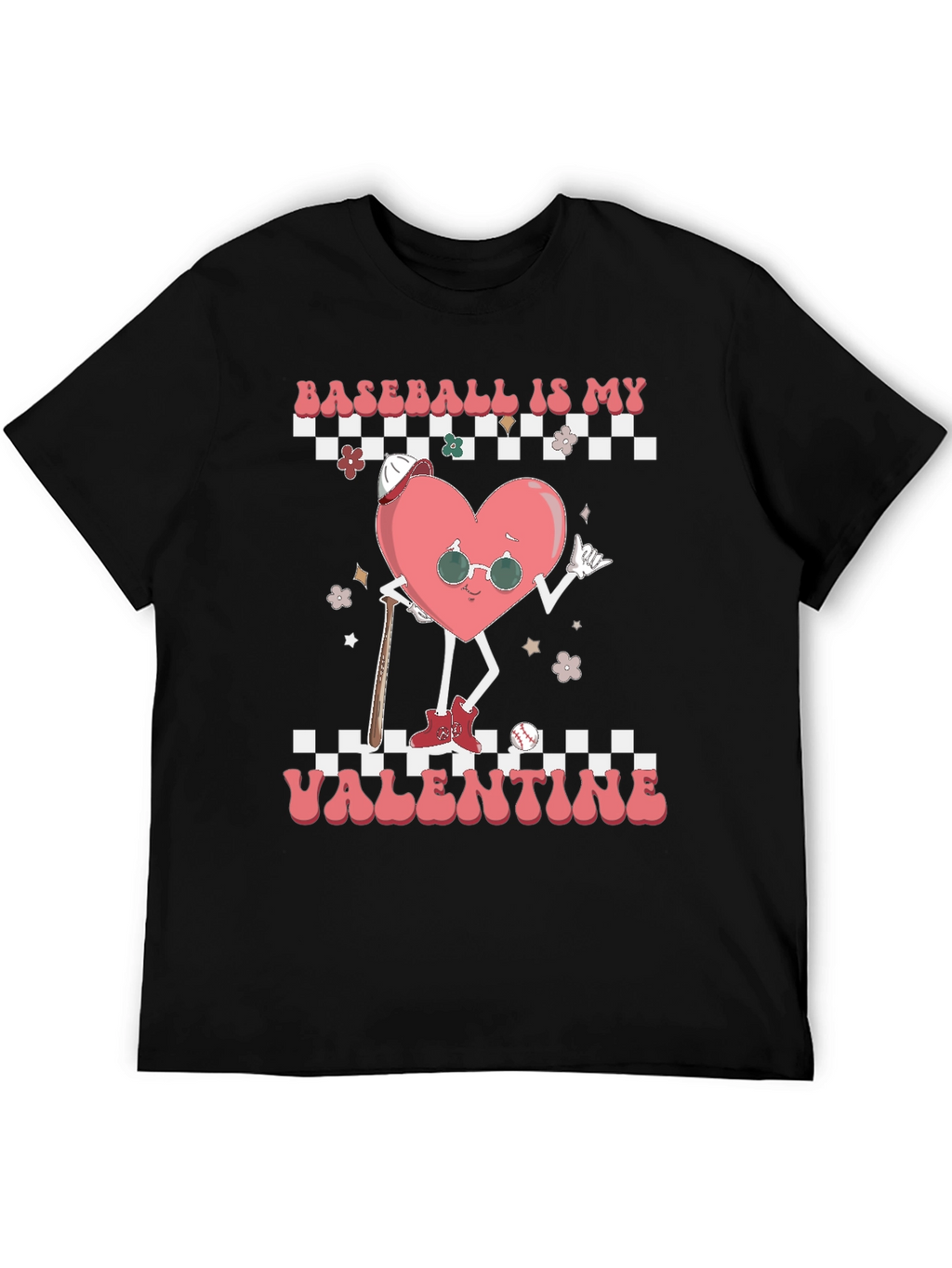 Baseball Valentines Day Heart Graphic Tee