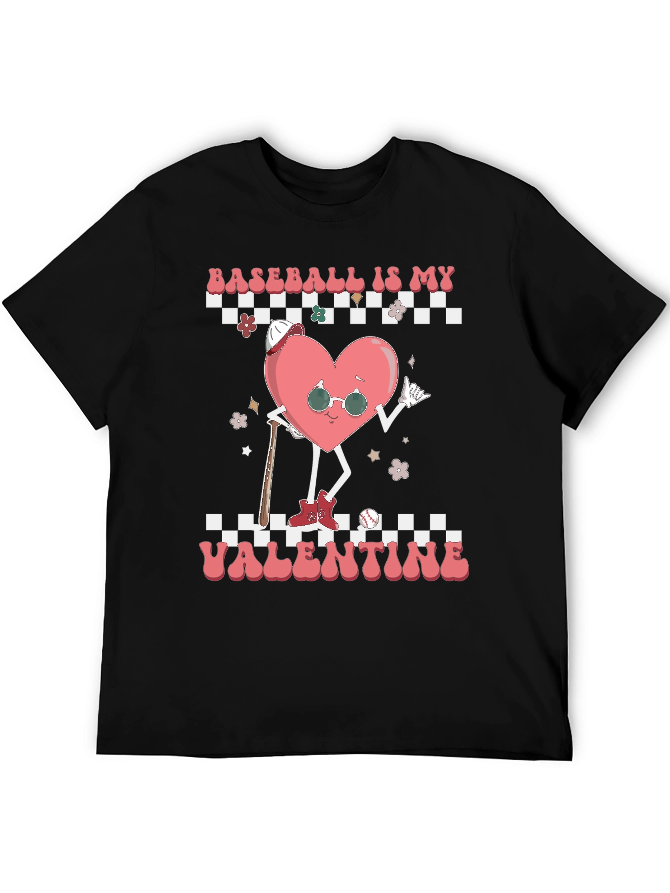 Baseball Valentines Day Heart Graphic Tee