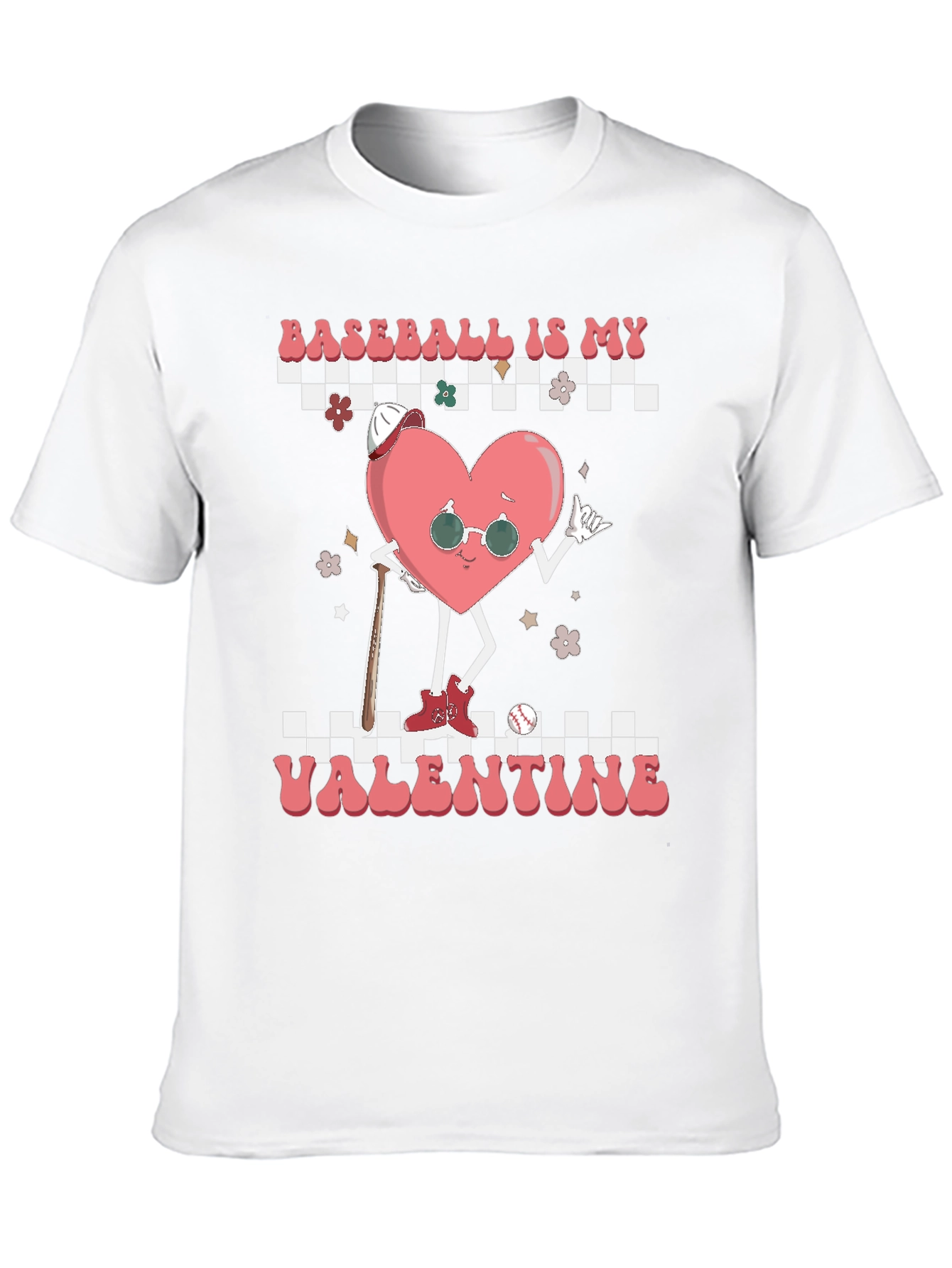 Baseball Valentines Day Heart Graphic Tee
