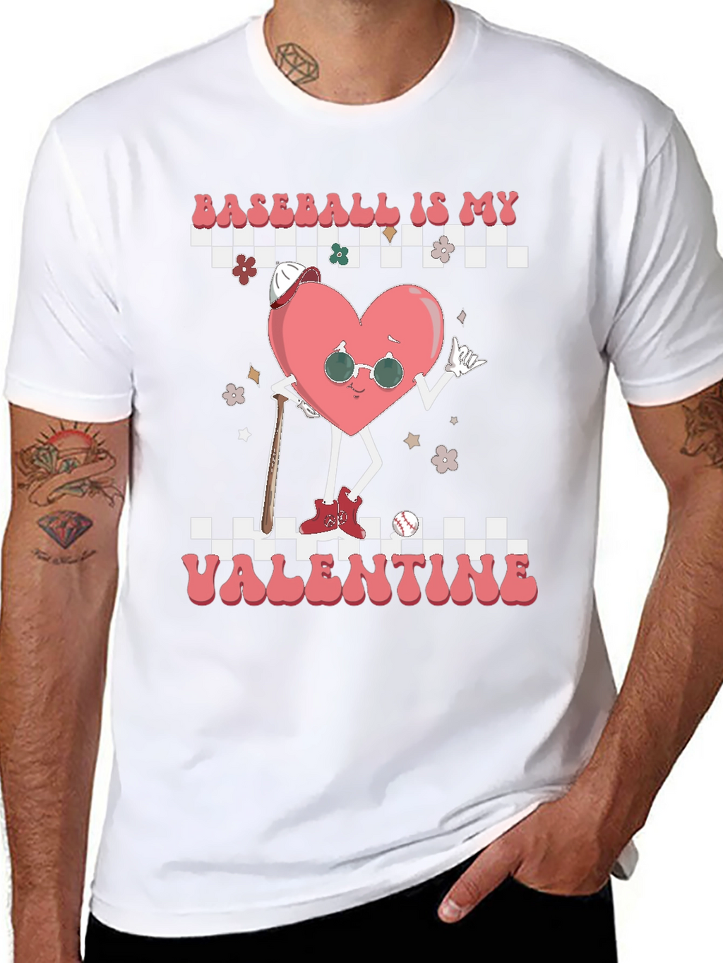 Baseball Valentines Day Heart Graphic Tee