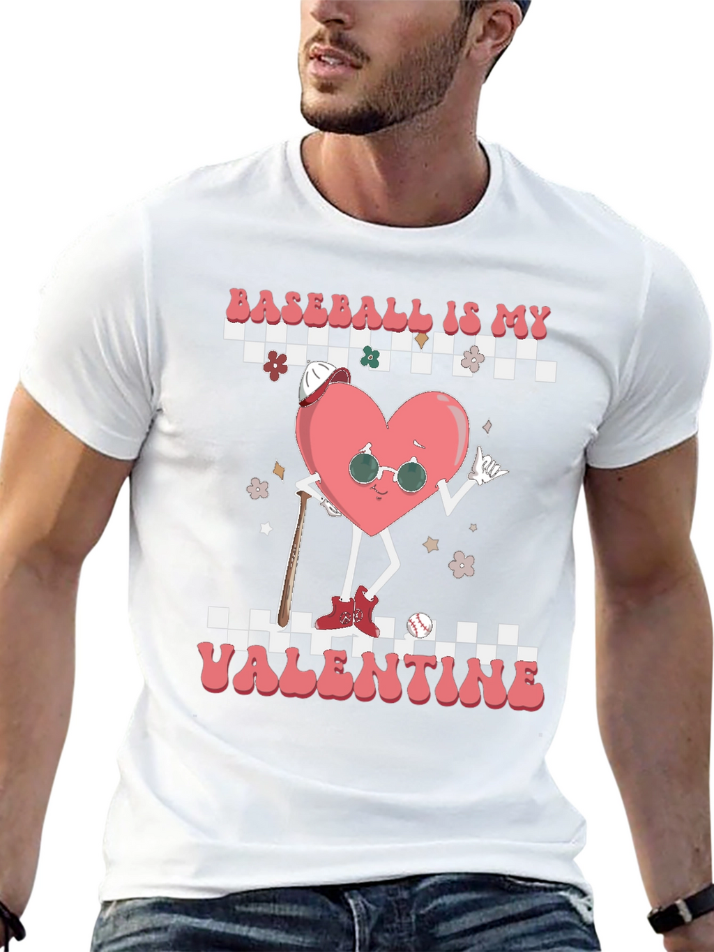 Baseball Valentines Day Heart Graphic Tee