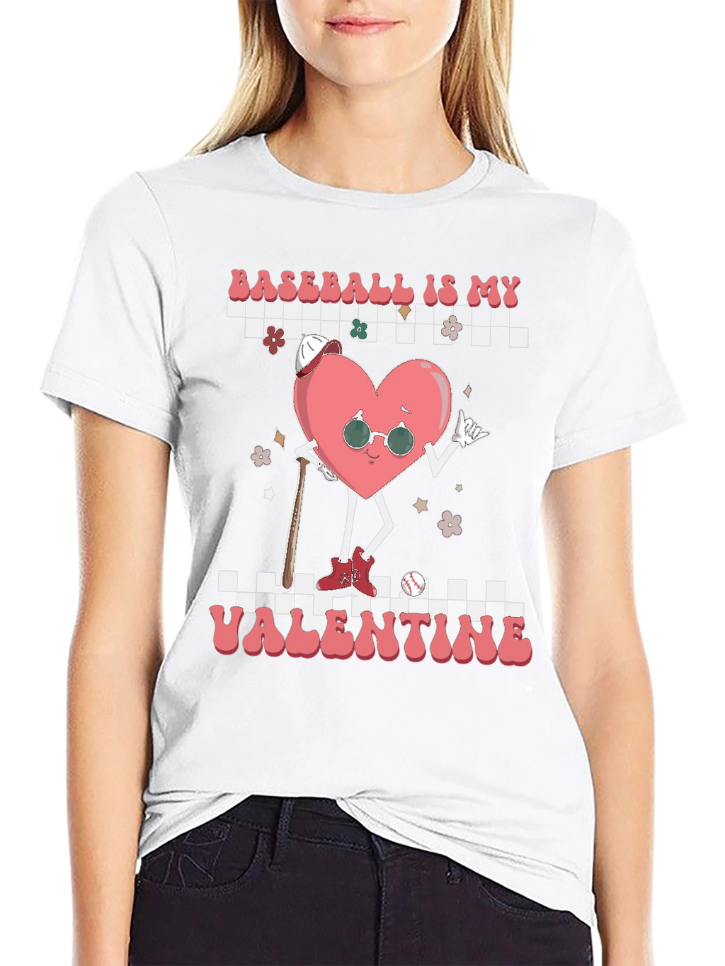 Baseball Valentines Day Heart Graphic Tee