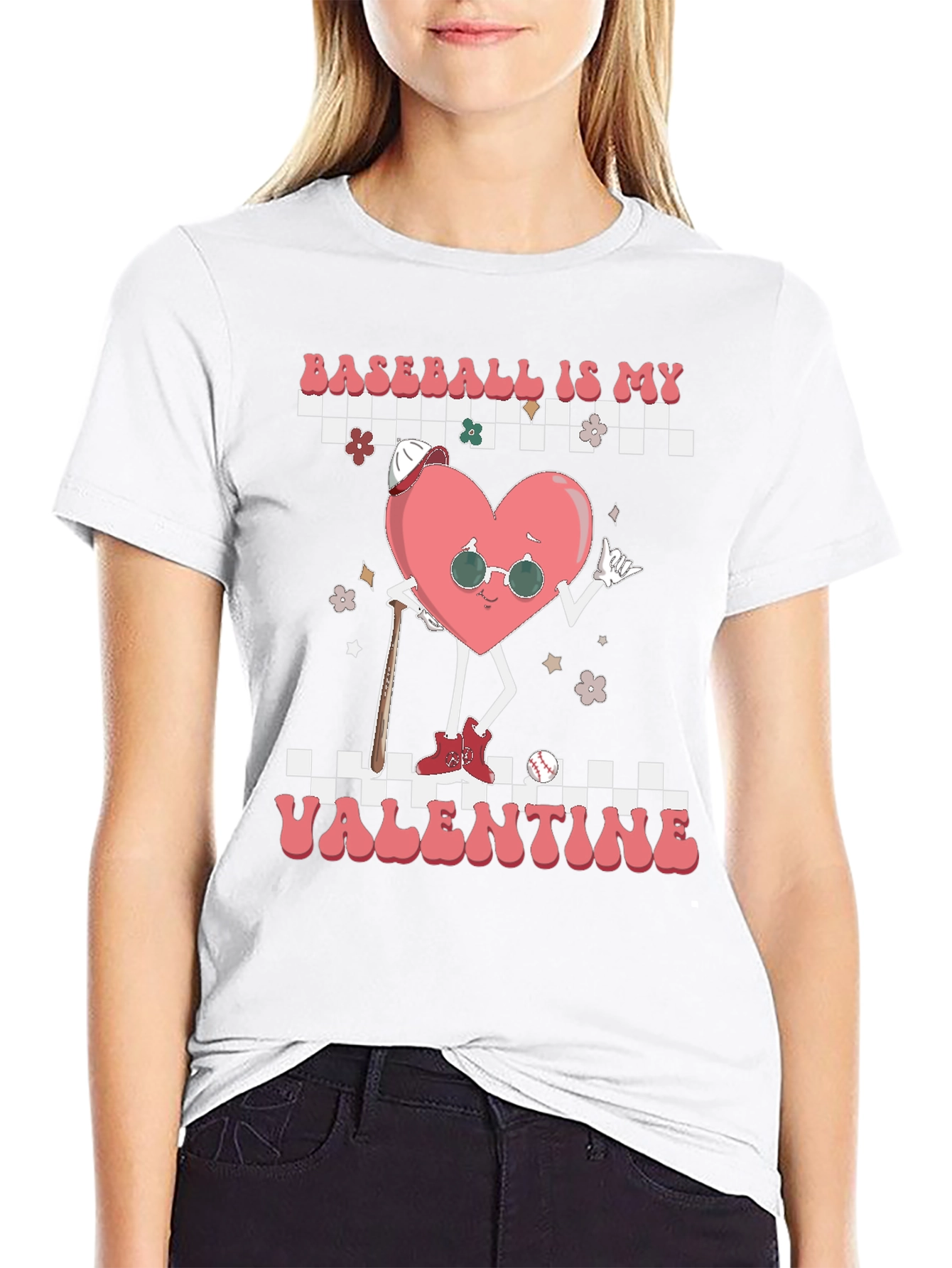 Baseball Valentines Day Heart Graphic Tee