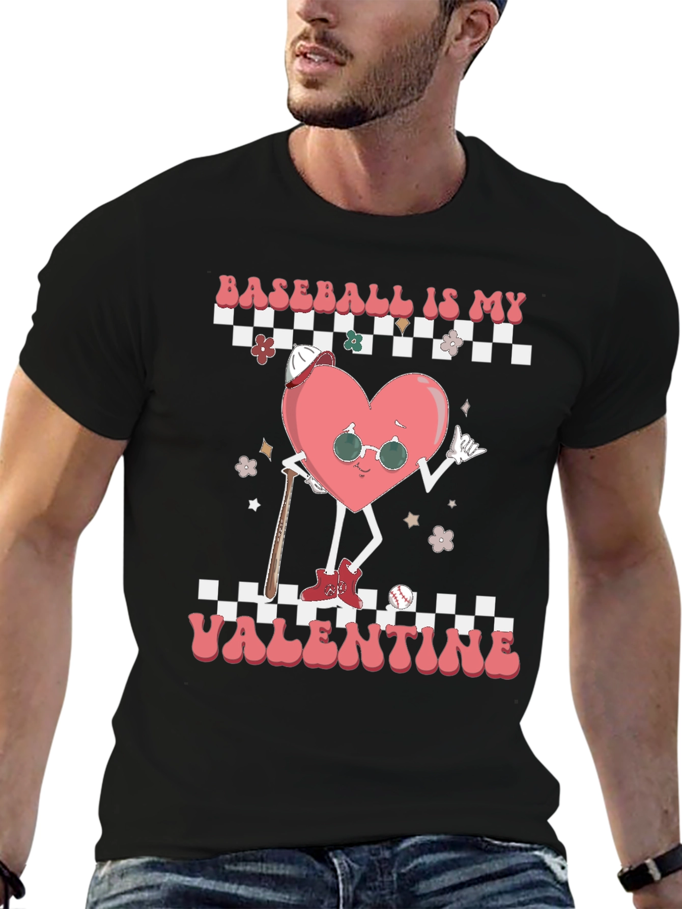 Baseball Valentines Day Heart Graphic Tee