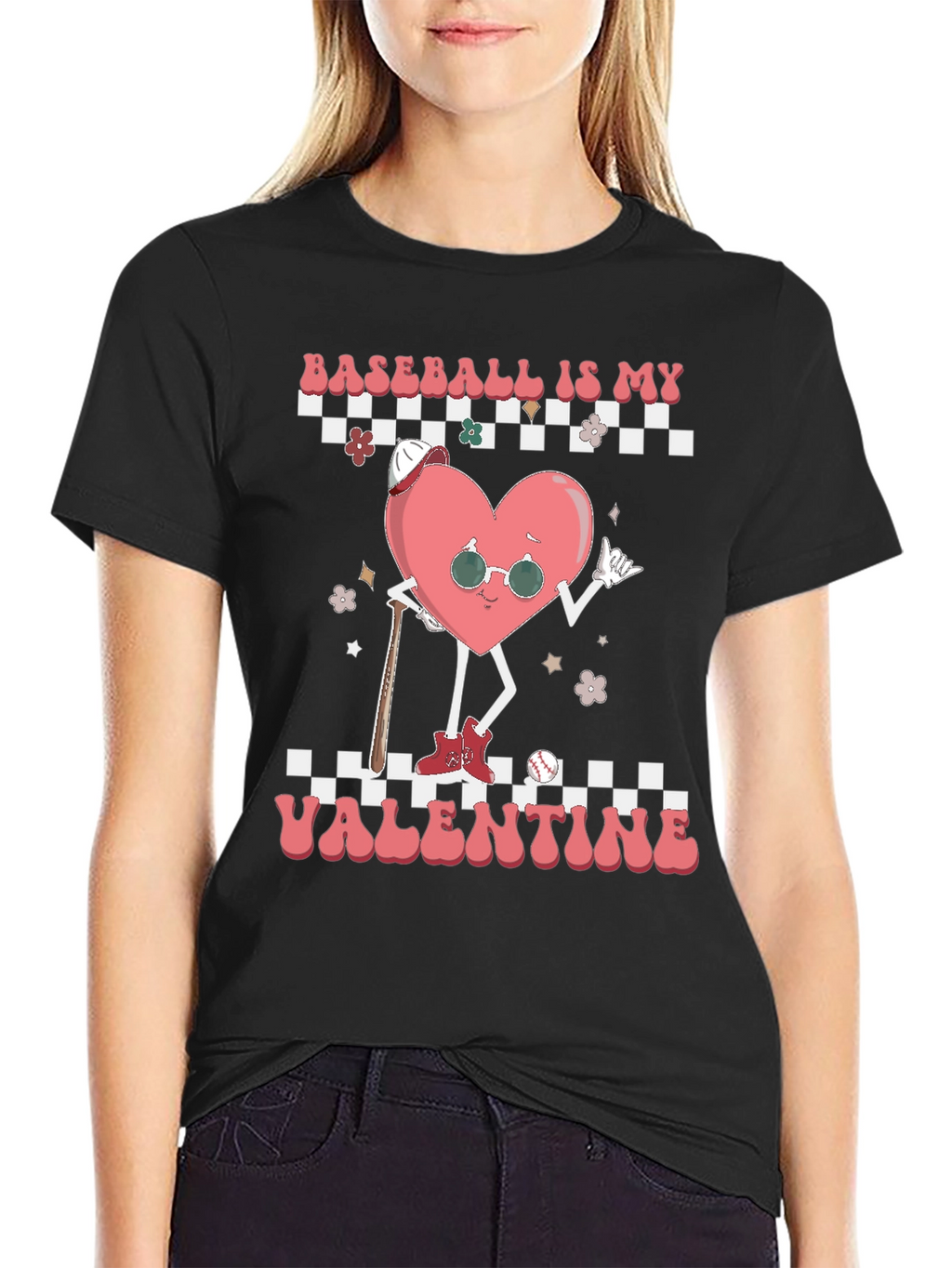 Baseball Valentines Day Heart Graphic Tee