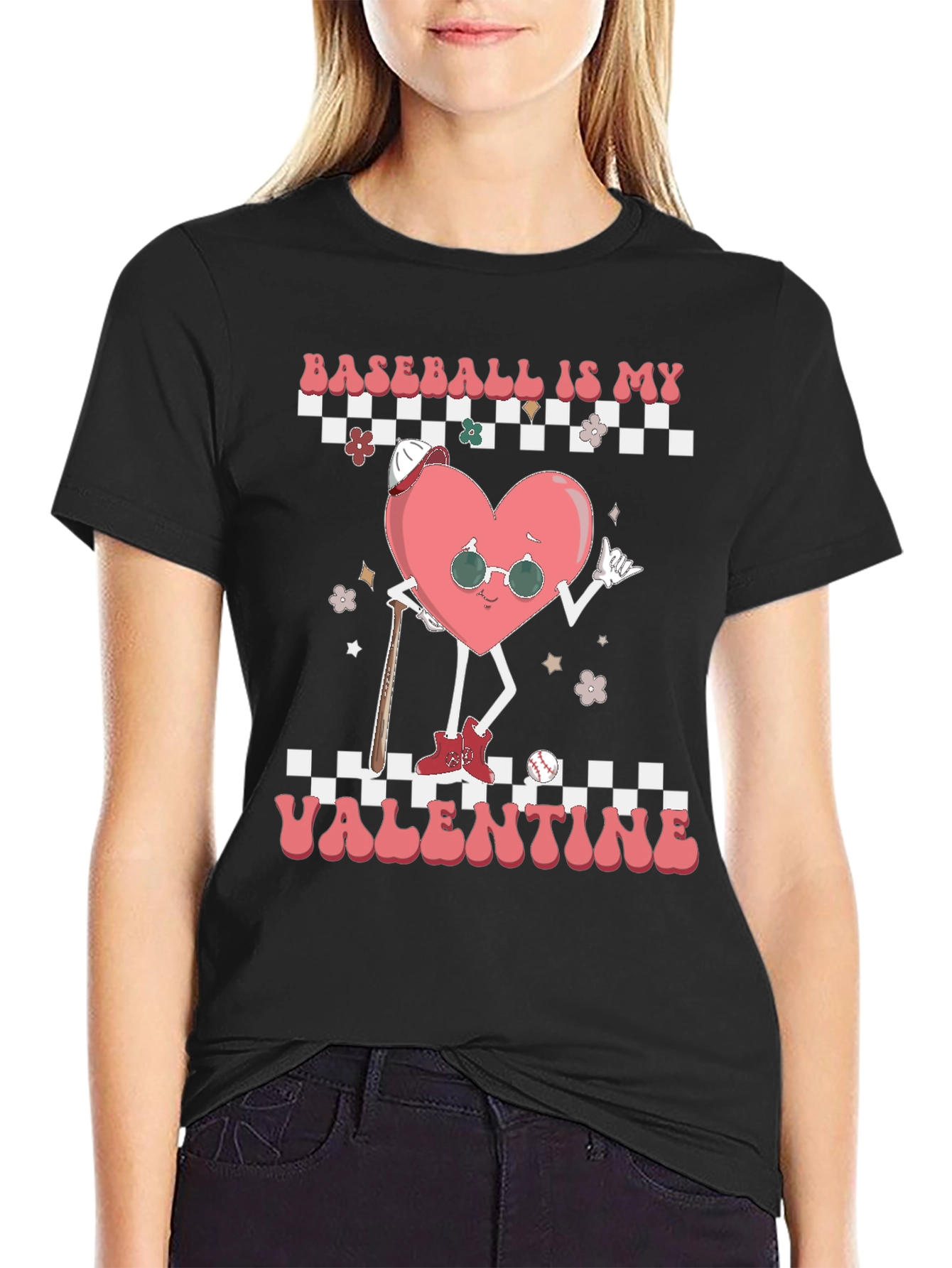 Baseball Valentines Day Heart Graphic Tee