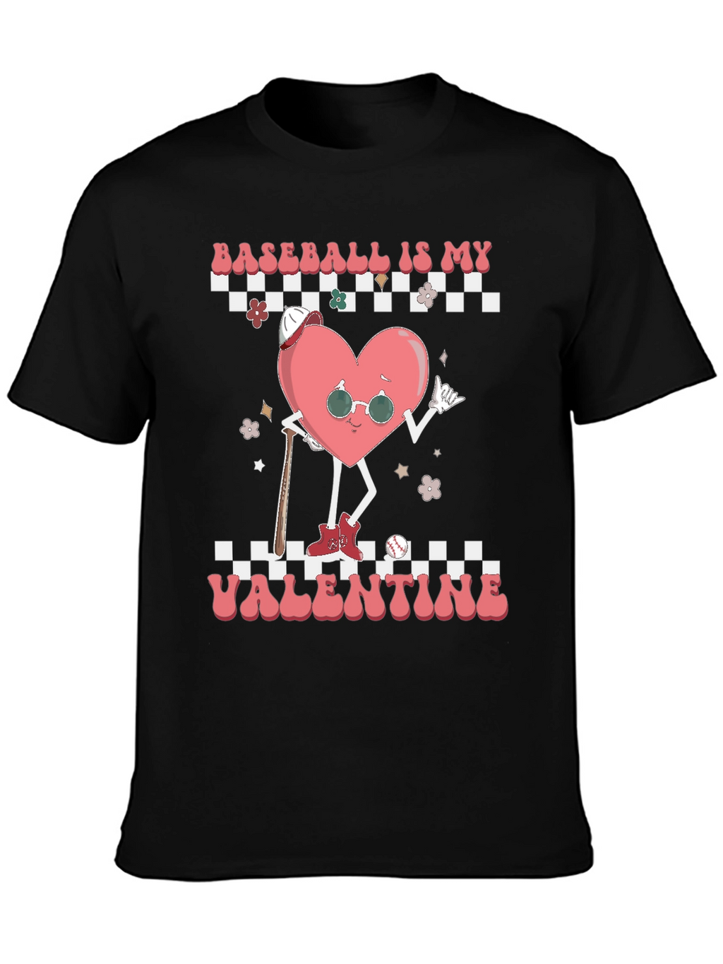 Baseball Valentines Day Heart Graphic Tee