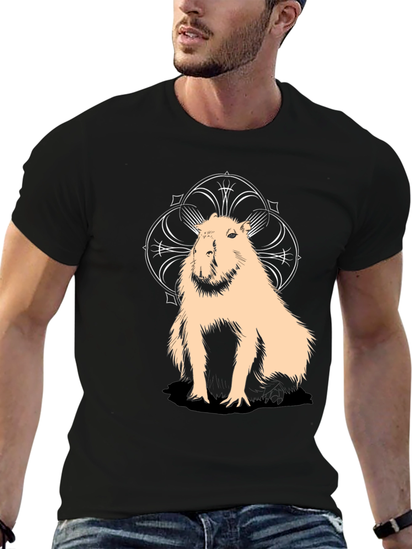 Capybara Graphic Tee - Stylish Black Cotton T-Shirt
