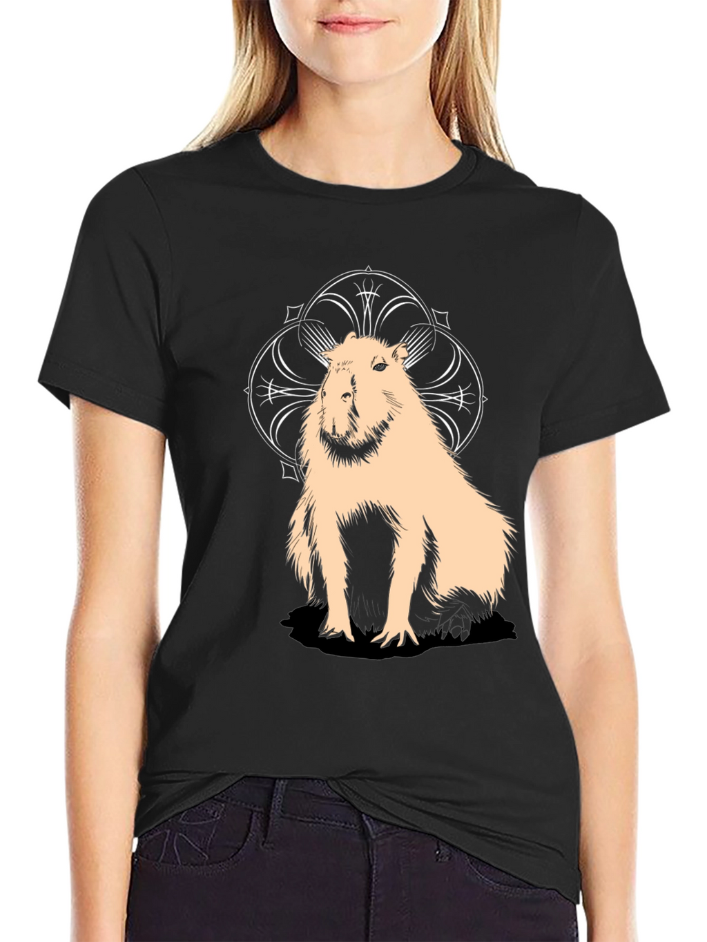 Capybara Graphic Tee - Stylish Black Cotton T-Shirt