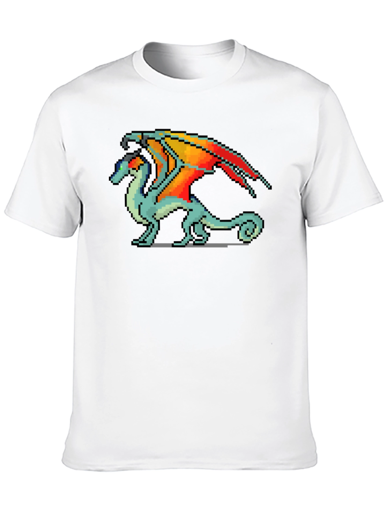 Pixelated Dragon Graphic T-Shirt - Black