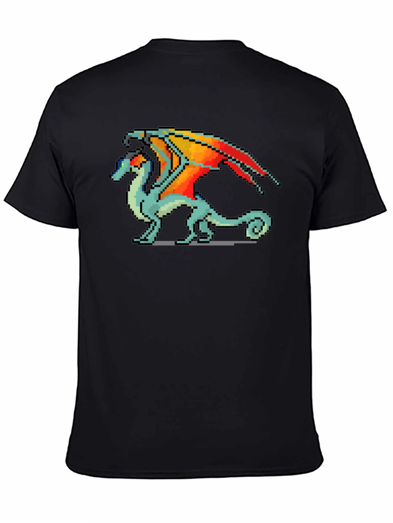 Pixelated Dragon Graphic T-Shirt - Black