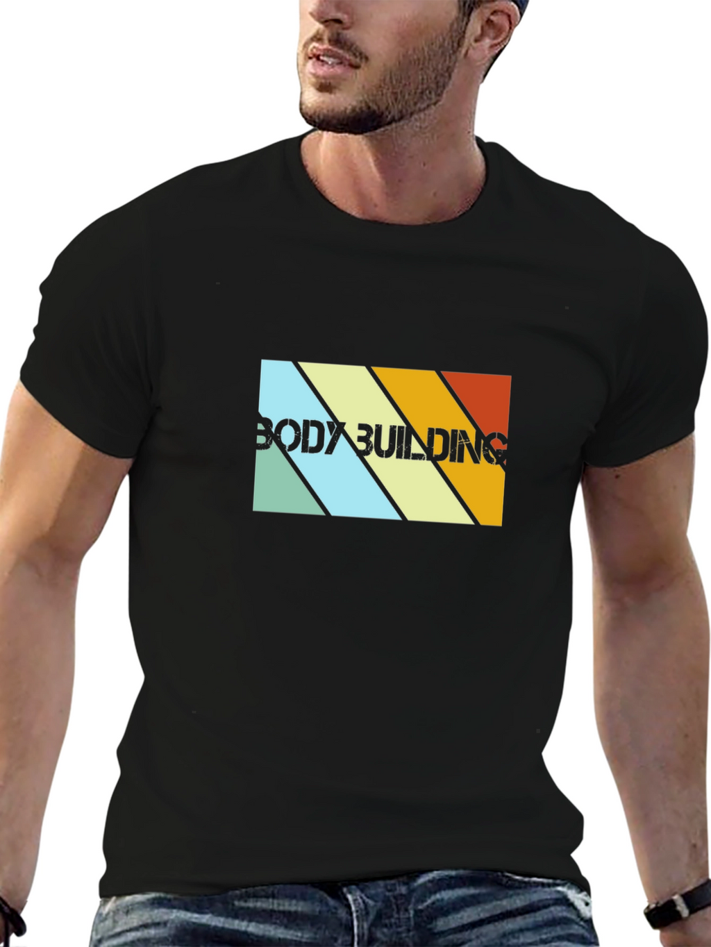 Retro Bodybuilding Graphic T-Shirt - Mens Black Tee