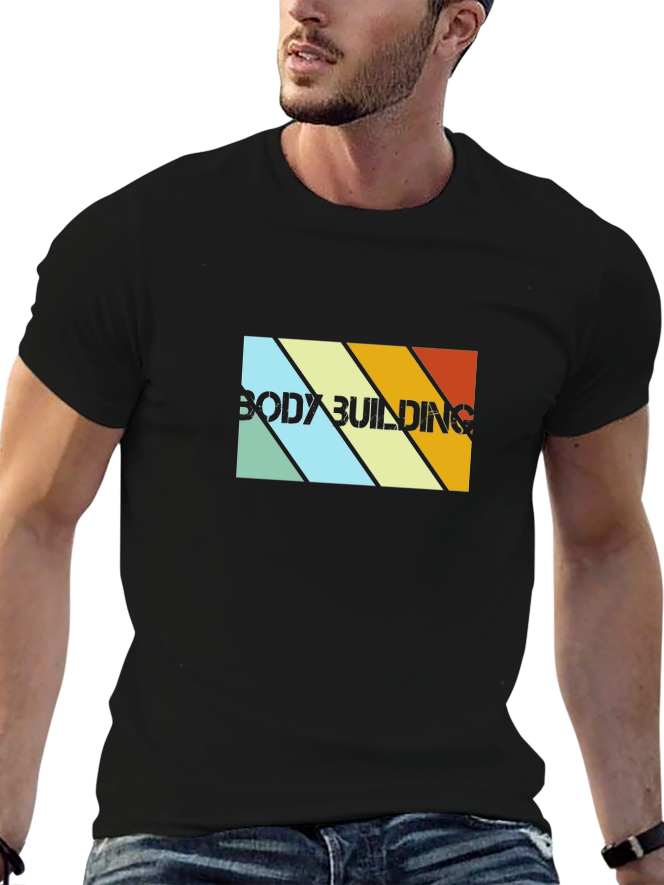 Retro Bodybuilding Graphic T-Shirt - Mens Black Tee