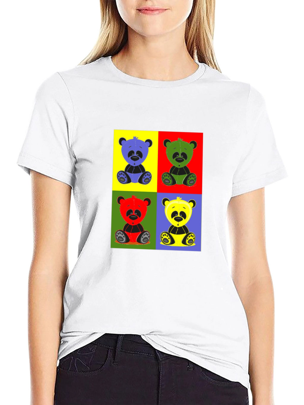 Pop Art Panda Graphic T-Shirt - Black