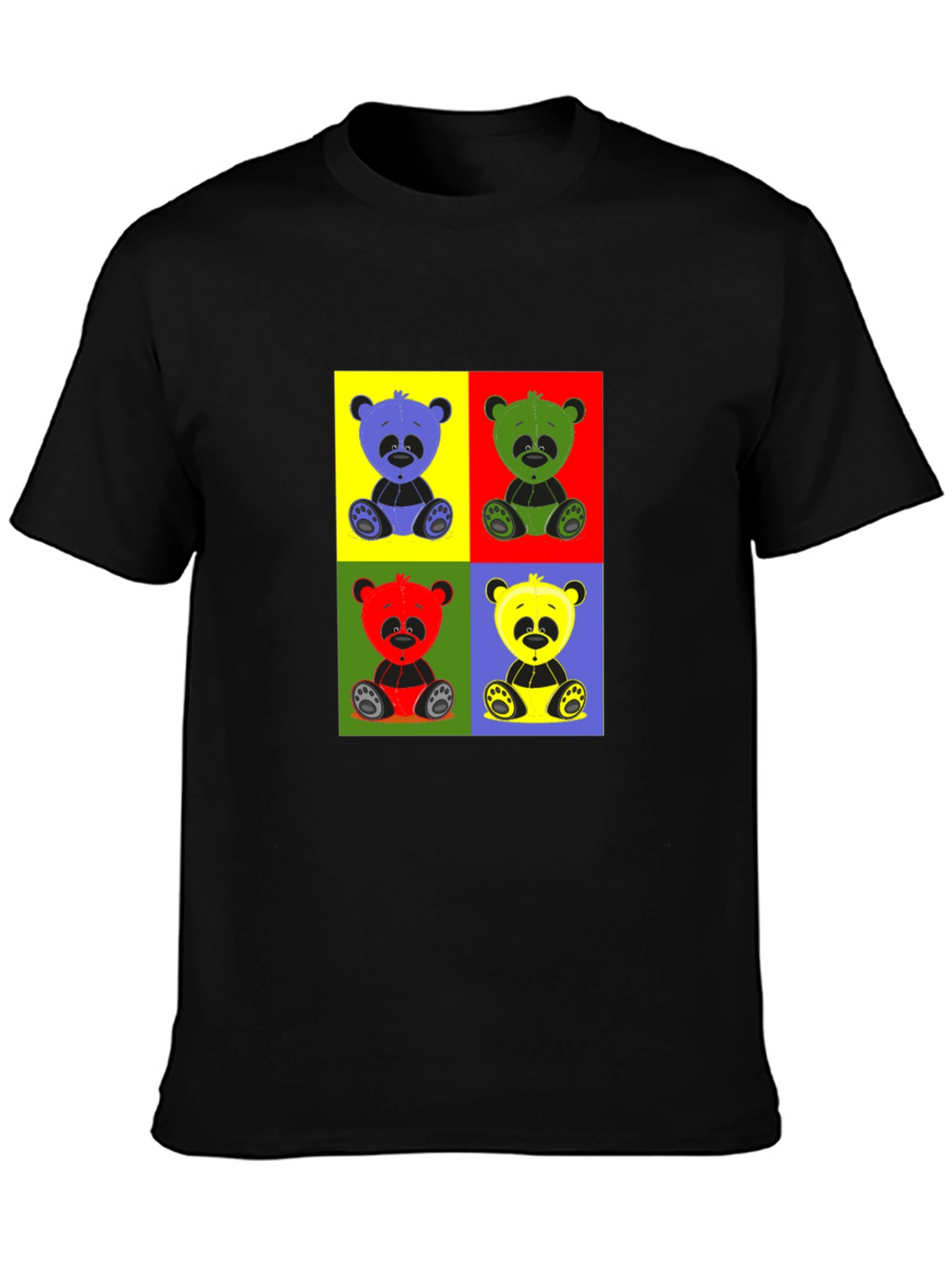 Pop Art Panda Graphic T-Shirt - Black