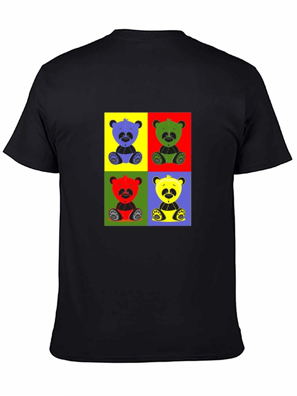 Pop Art Panda Graphic T-Shirt - Black