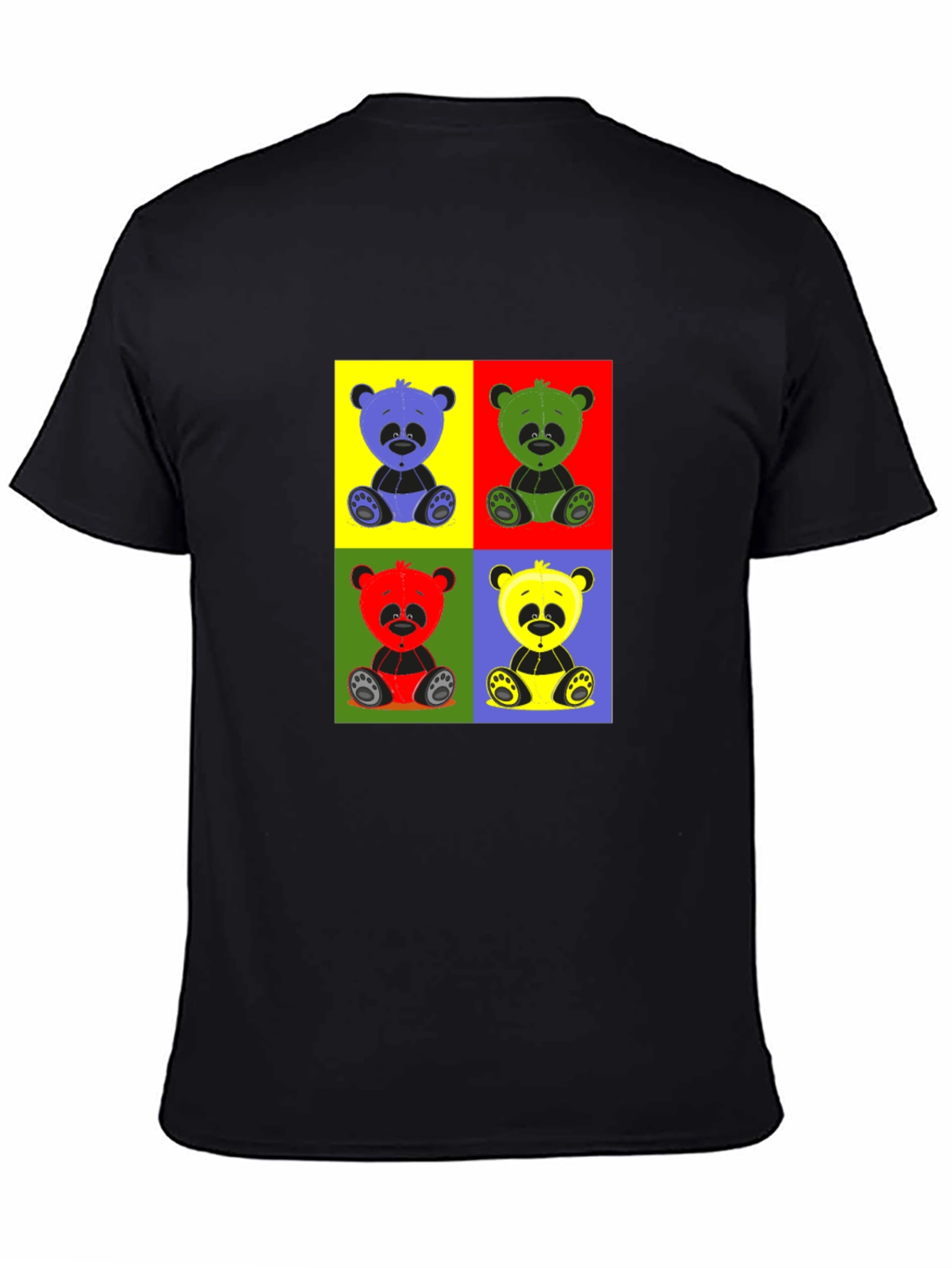 Pop Art Panda Graphic T-Shirt - Black
