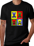 Pop Art Panda Graphic T-Shirt - Black