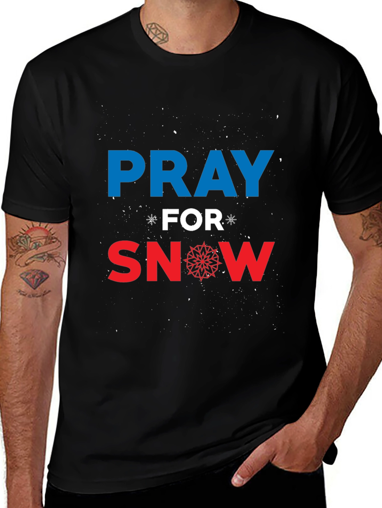 Pray for Snow Graphic Tee - Winter Season Shirt
