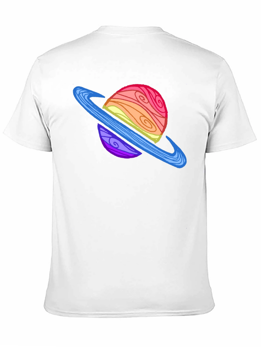 Cartoon Planet Graphic Tee - Black Crew Neck T-Shirt
