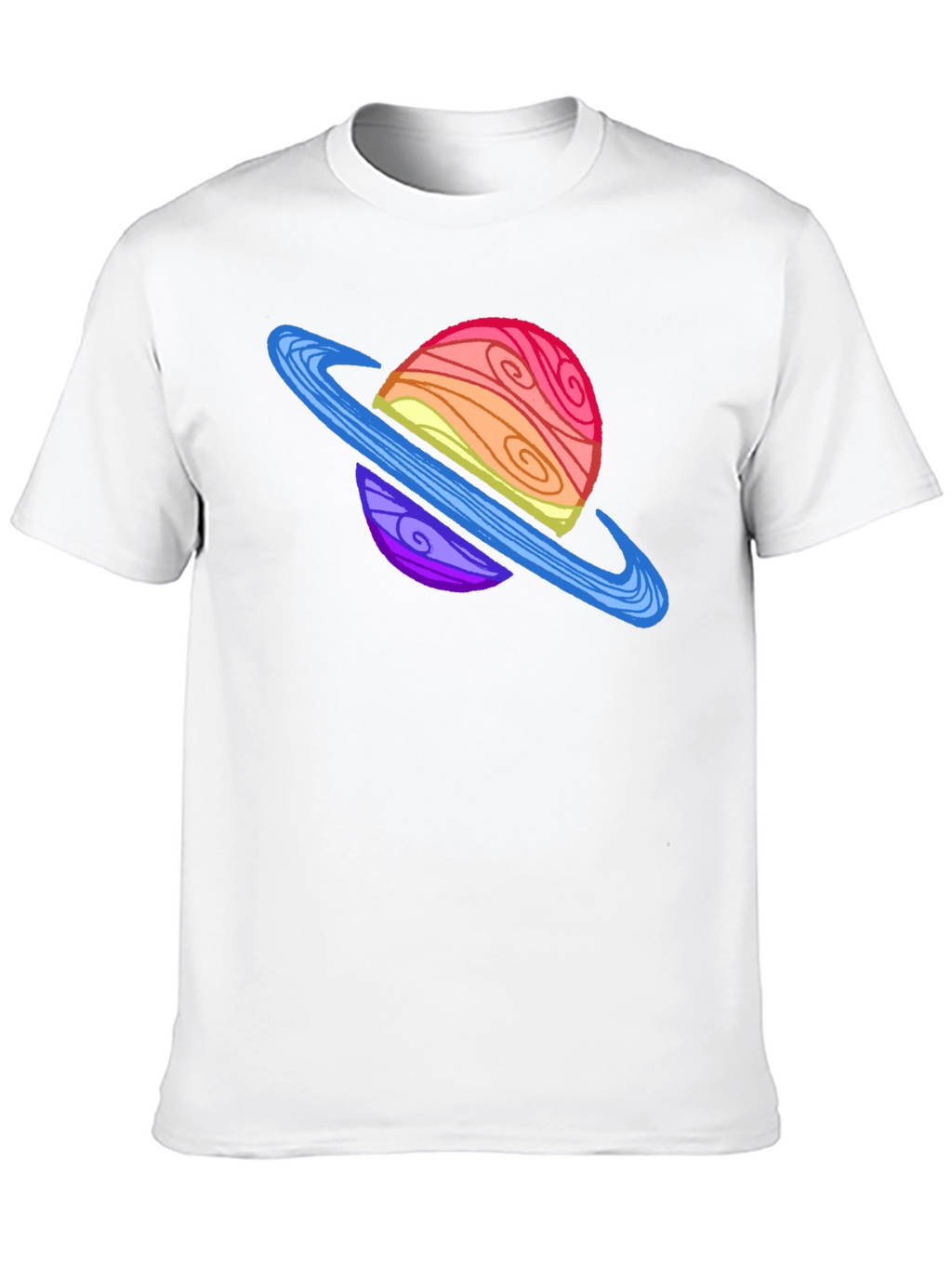 Cartoon Planet Graphic Tee - Black Crew Neck T-Shirt