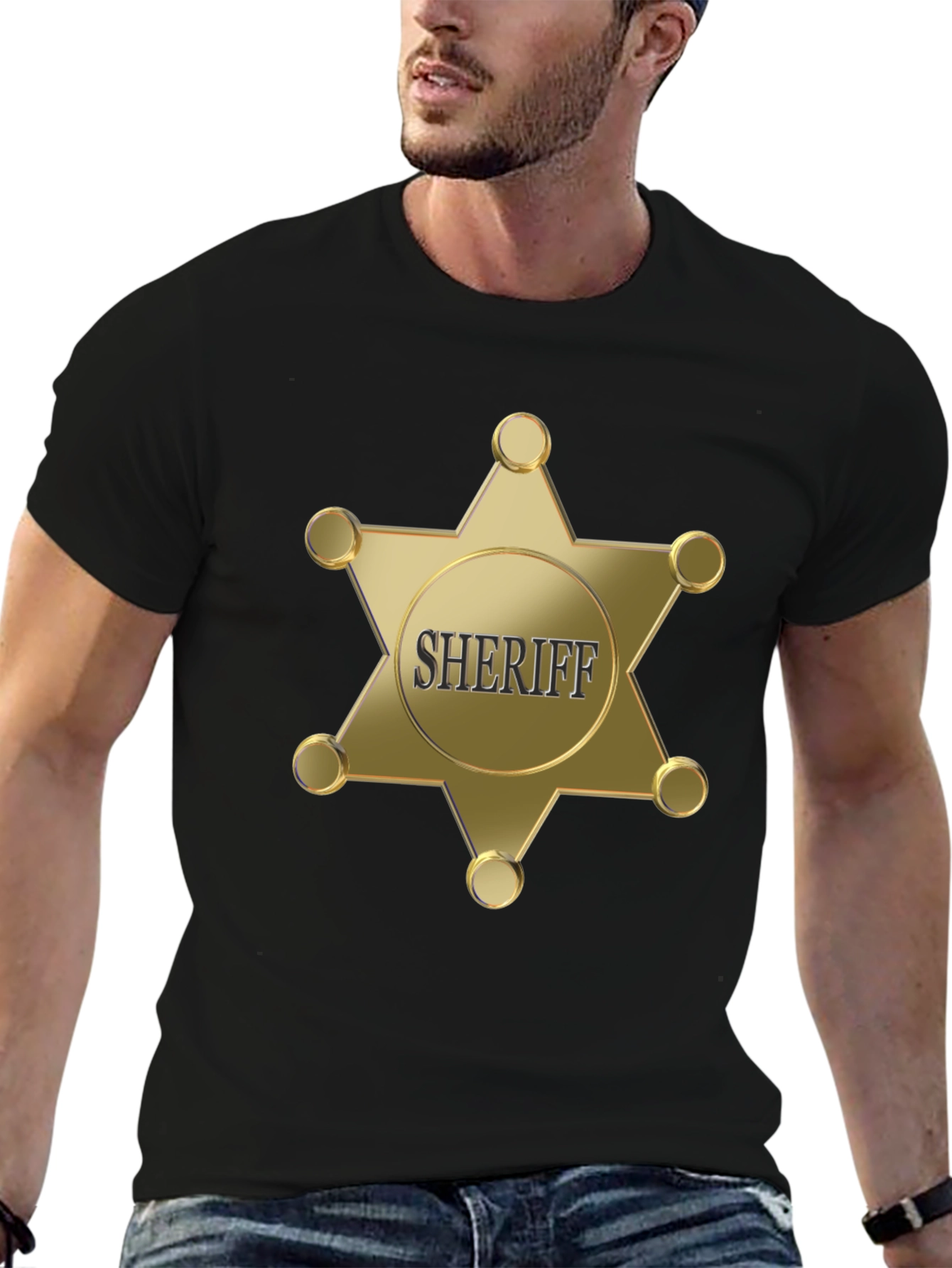 Sheriff Badge Graphic Black T-Shirt