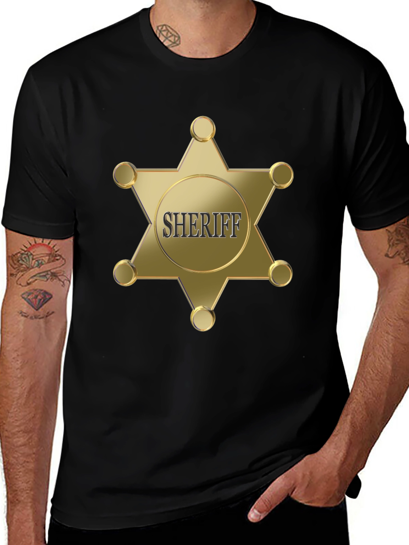 Sheriff Badge Graphic Black T-Shirt