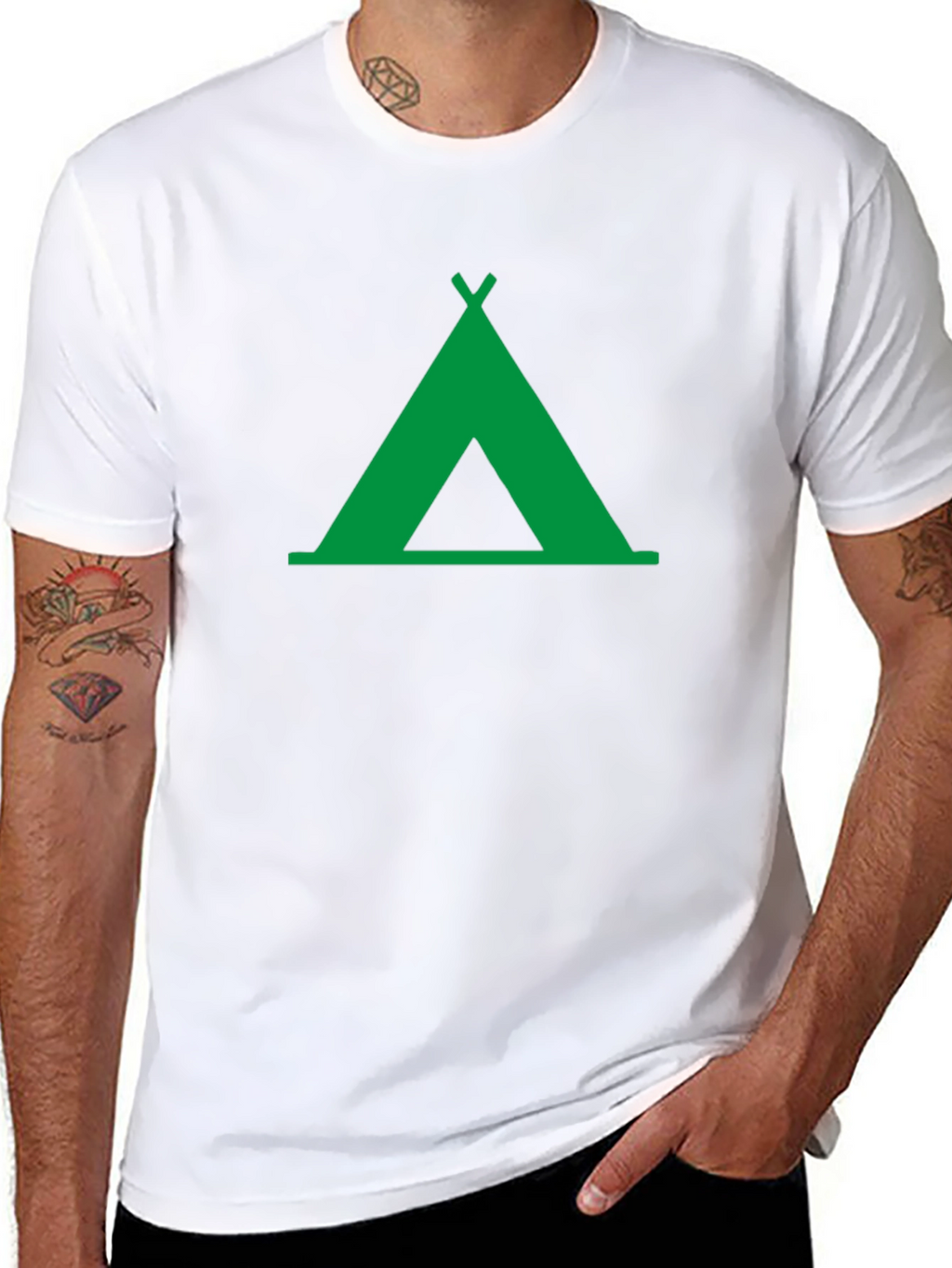 Green Tent Graphic Tee - Outdoor Adventure Shirt
