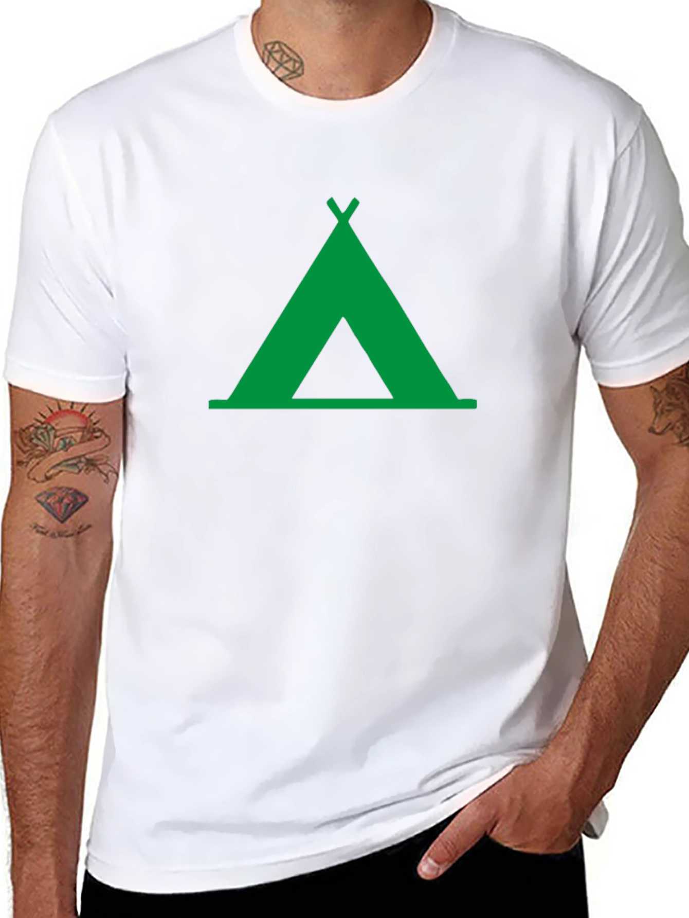 Green Tent Graphic Tee - Outdoor Adventure Shirt