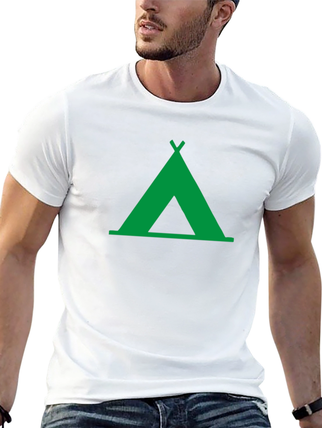 Green Tent Graphic Tee - Outdoor Adventure Shirt