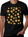Lion and Tiger Pattern Black T-Shirt