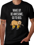 Sloth Graphic T-Shirt - Wake Up Be Awesome