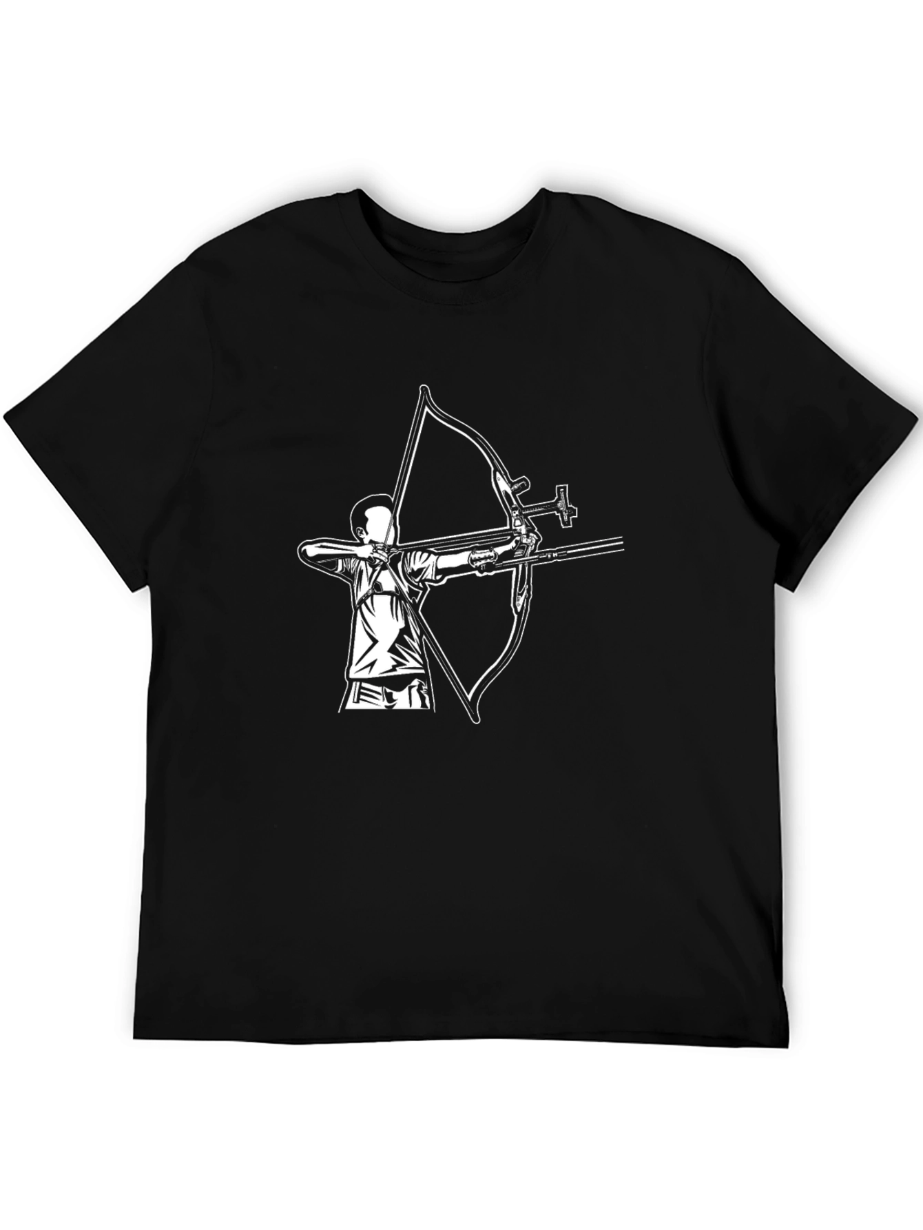 Archery Graphic Tee - Black Cotton Casual Shirt