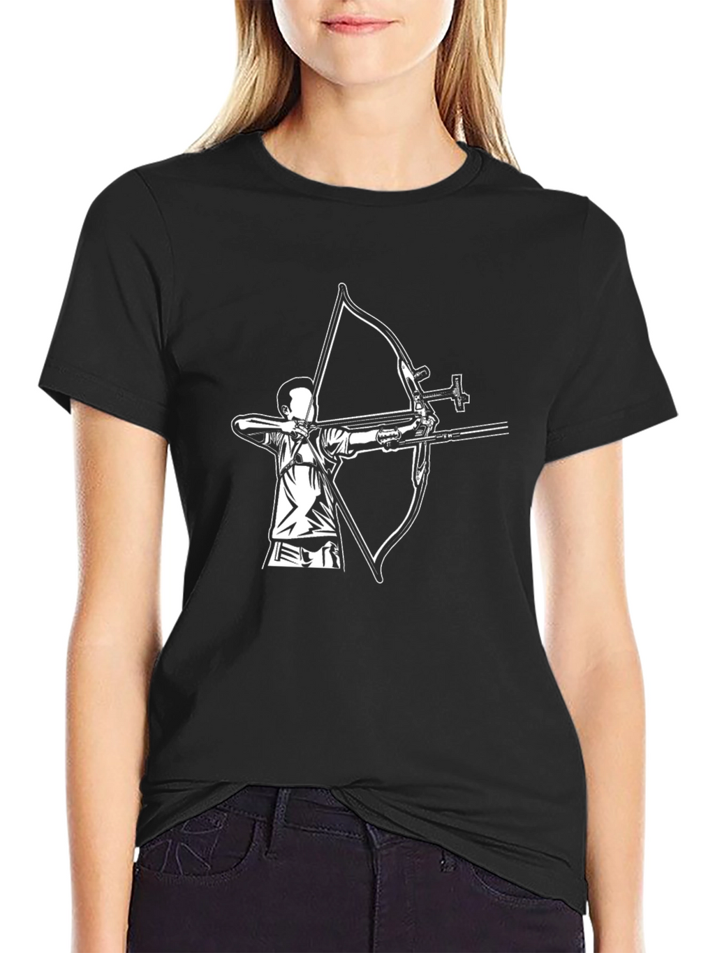 Archery Graphic Tee - Black Cotton Casual Shirt