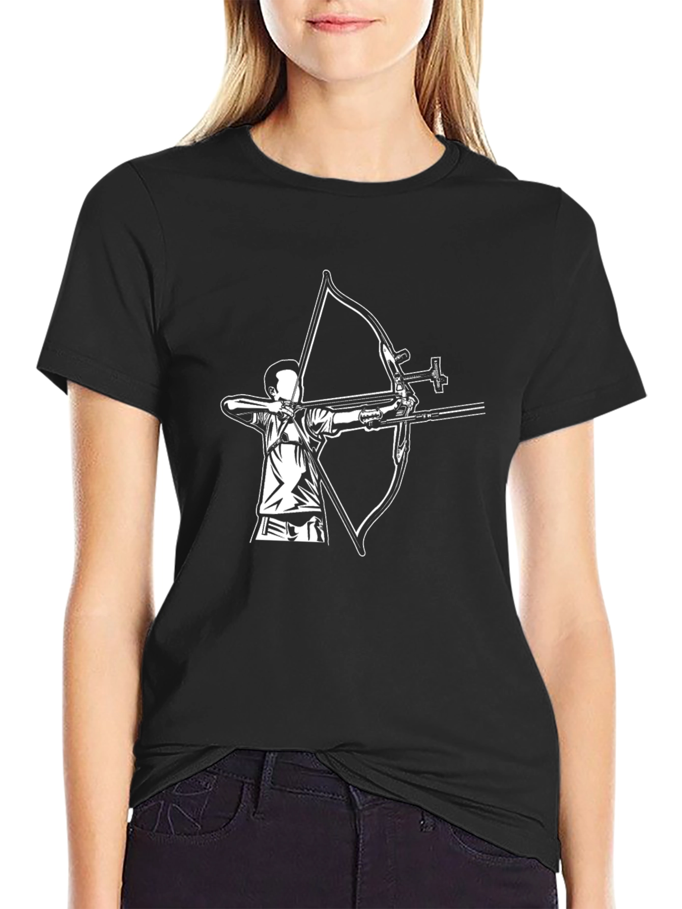 Archery Graphic Tee - Black Cotton Casual Shirt