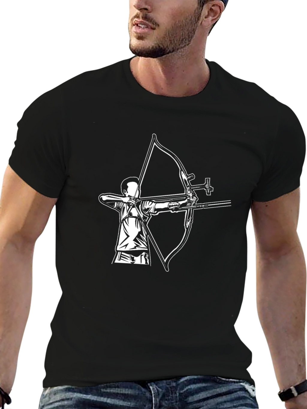 Archery Graphic Tee - Black Cotton Casual Shirt