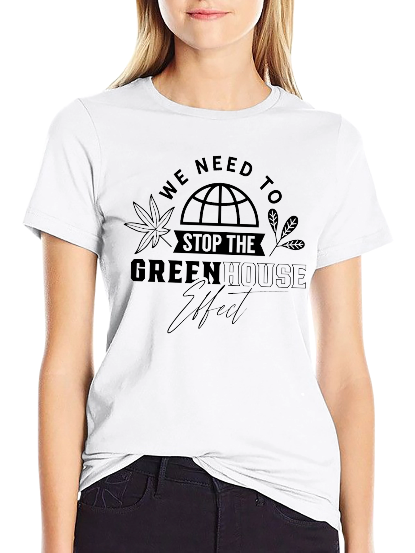 Eco-Friendly Stop Greenhouse Effect Black T-Shirt