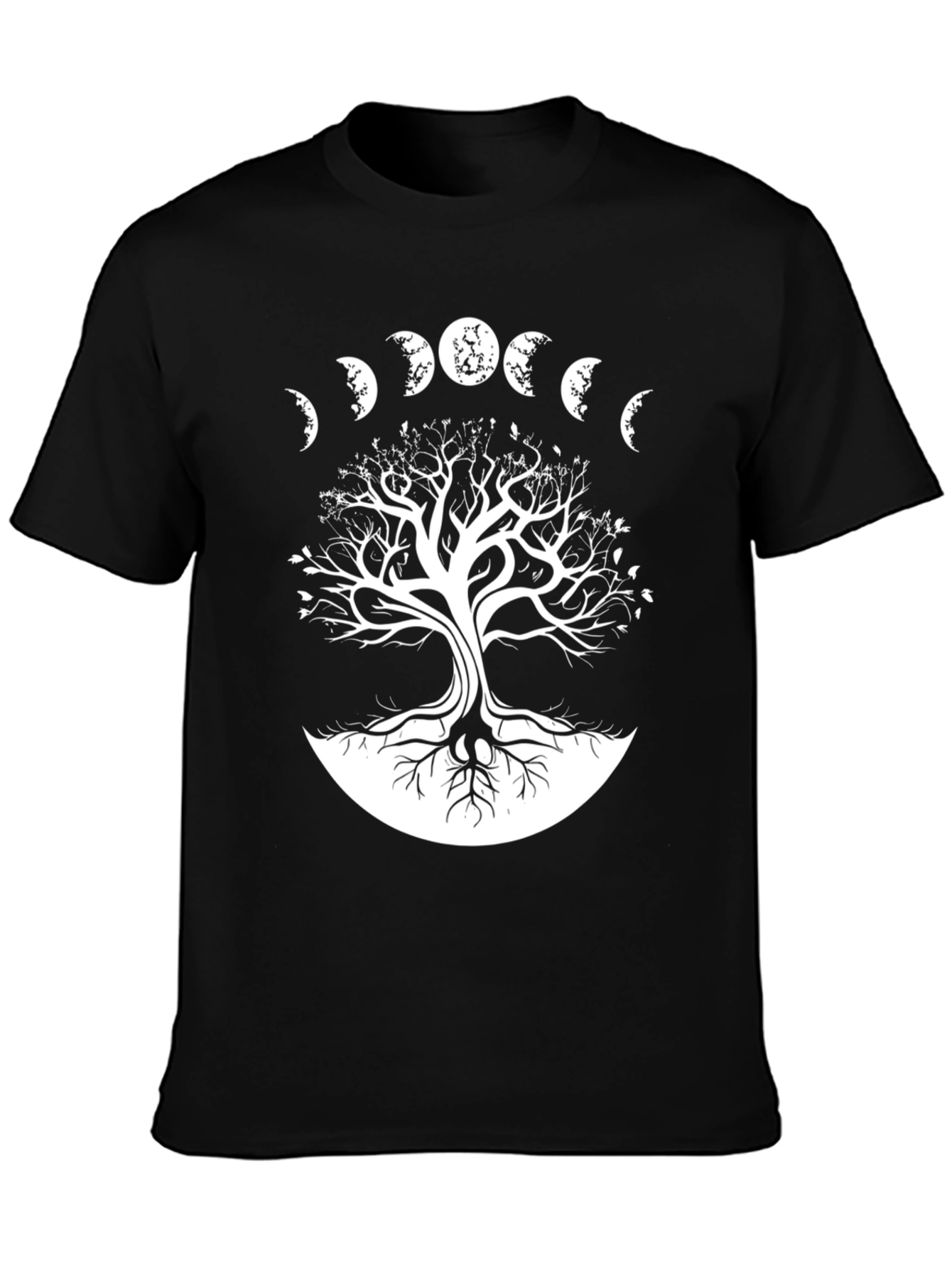 Moon Phases Tree T-Shirt - Black Graphic Tee