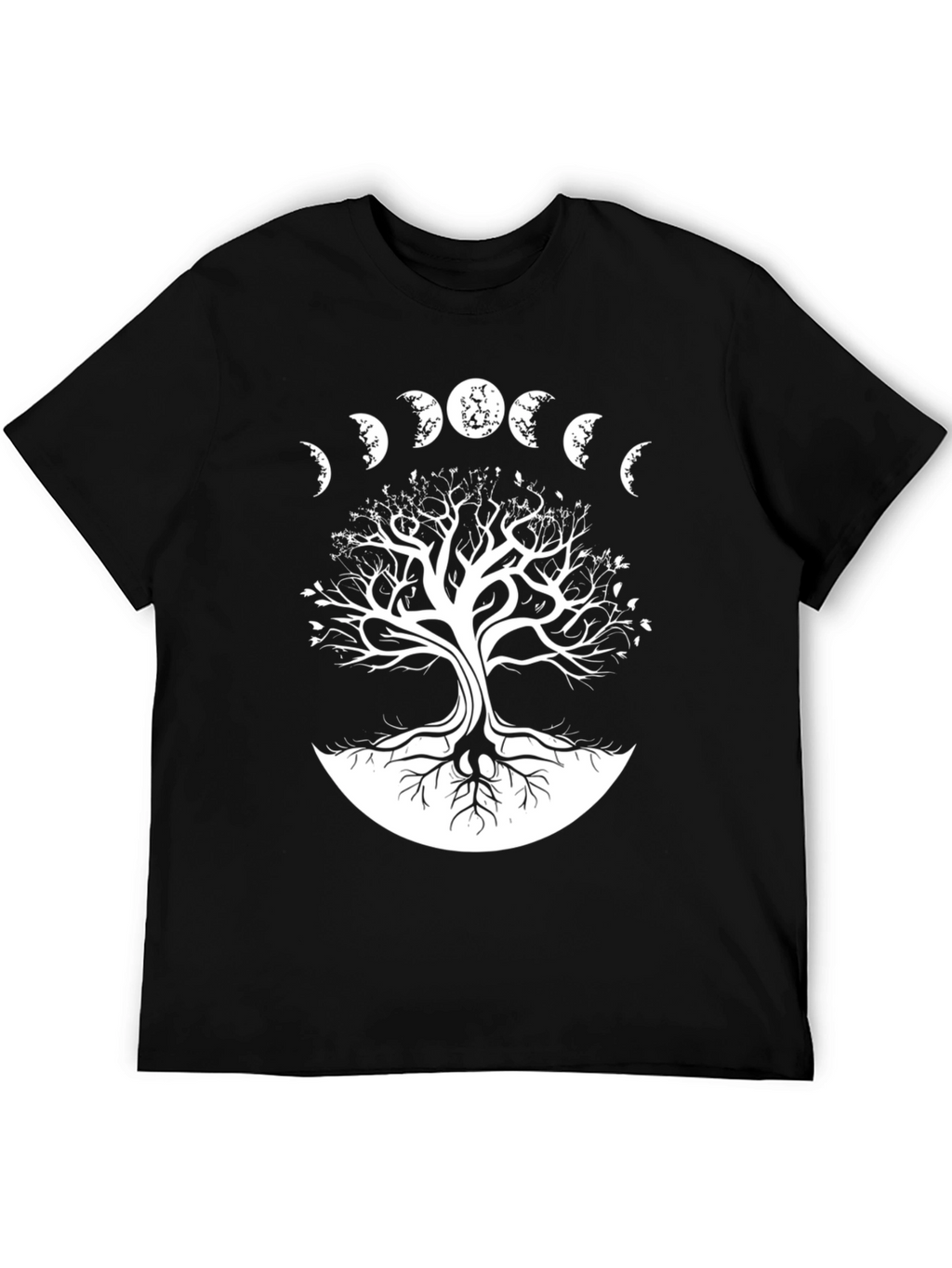 Moon Phases Tree T-Shirt - Black Graphic Tee