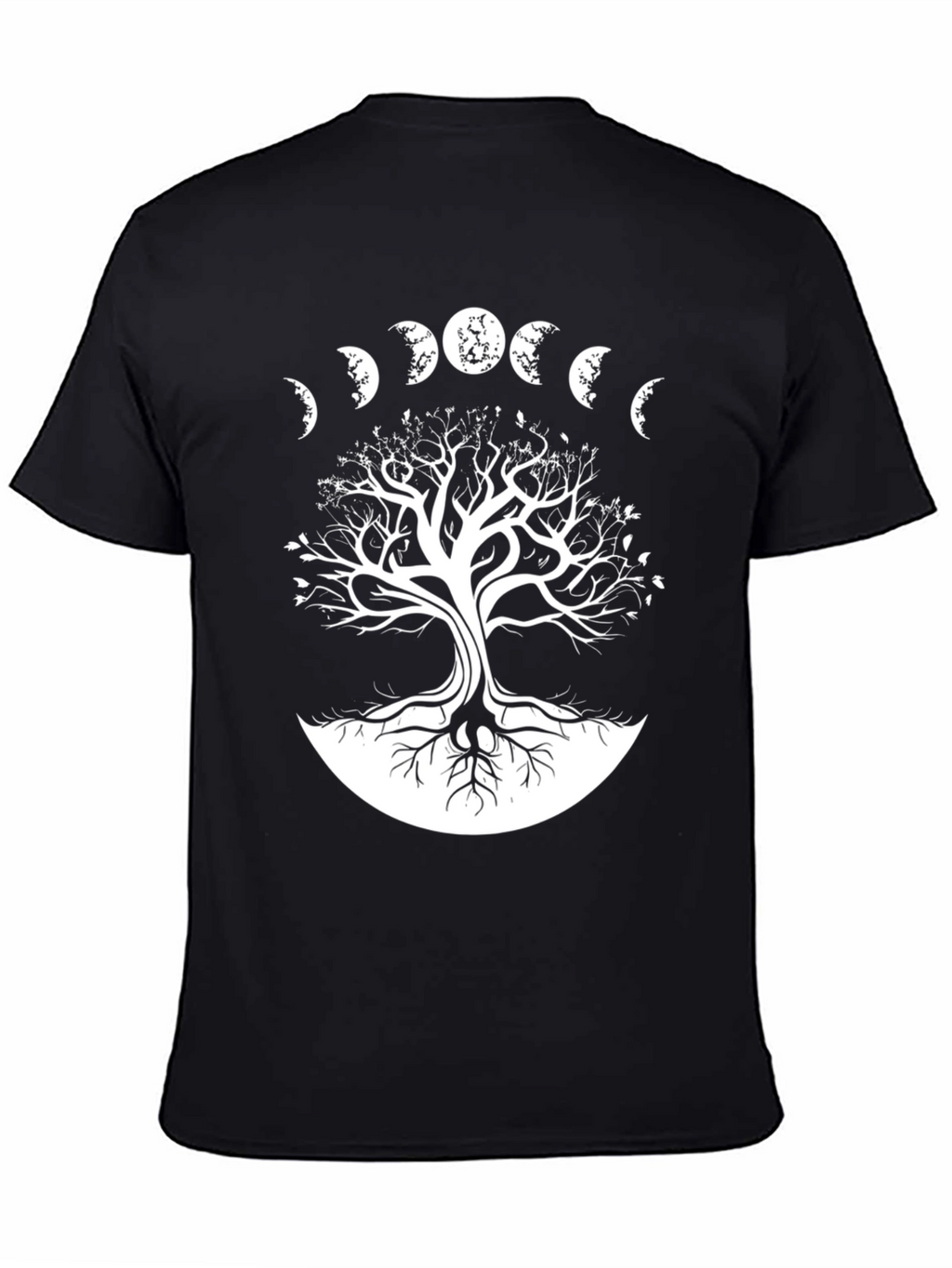 Moon Phases Tree T-Shirt - Black Graphic Tee