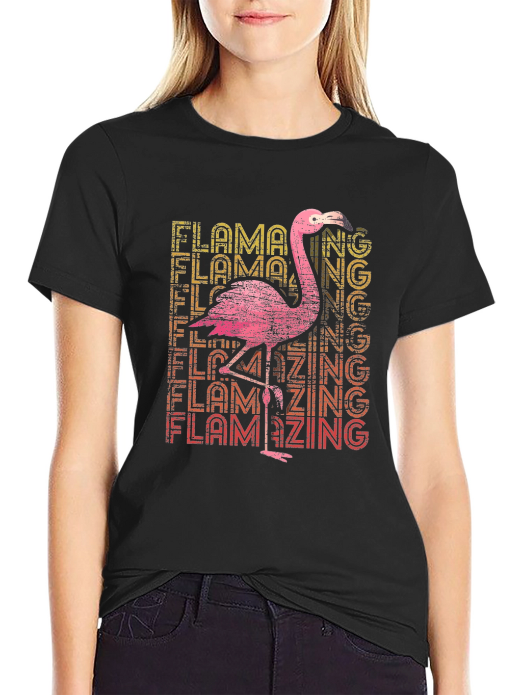 Flamazing Flamingo Graphic Tee - Black