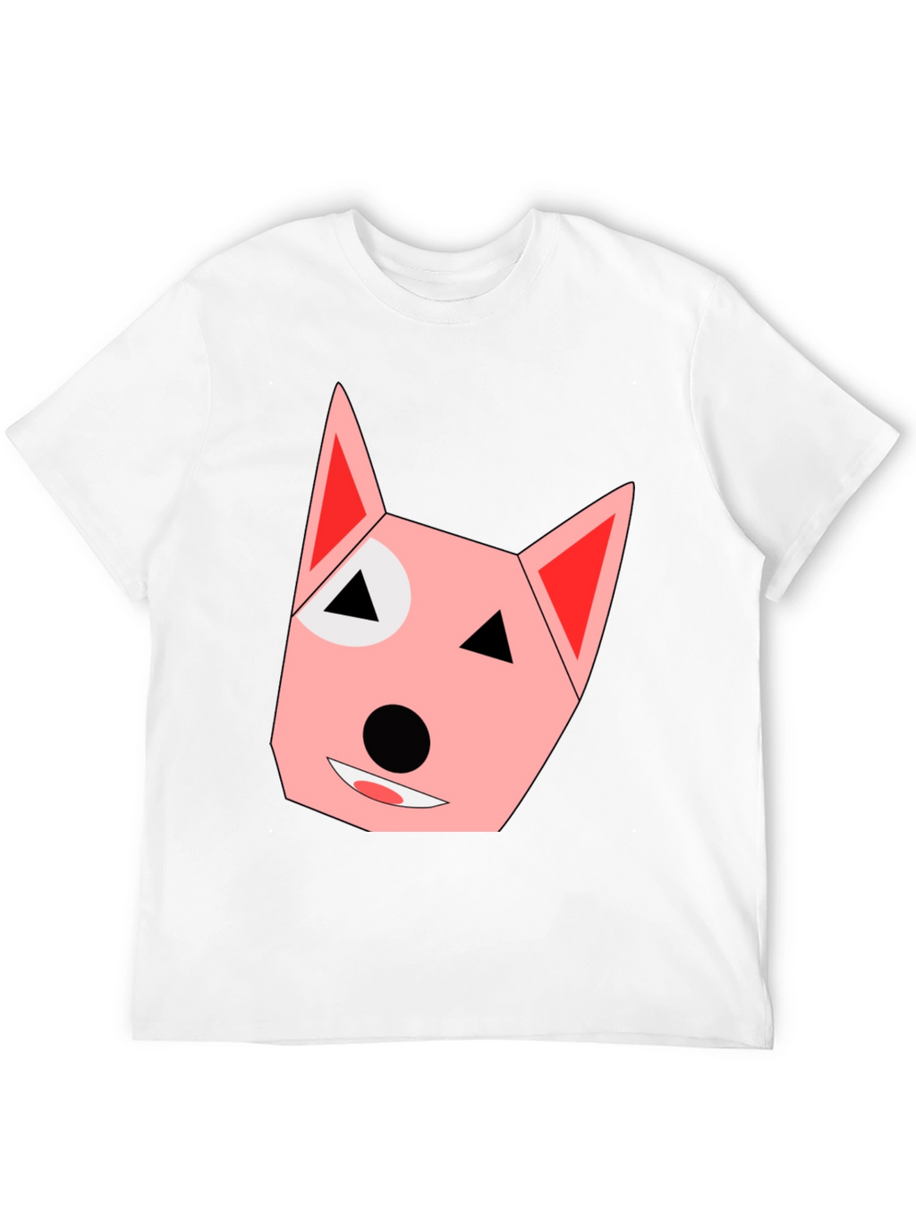 Geometric Dog Face Black T-Shirt