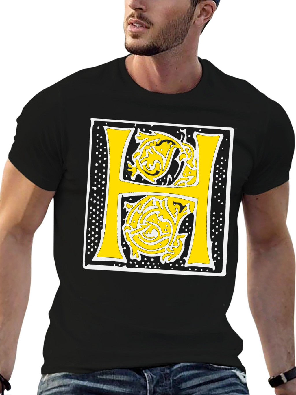Illuminated Letter H Black T-Shirt