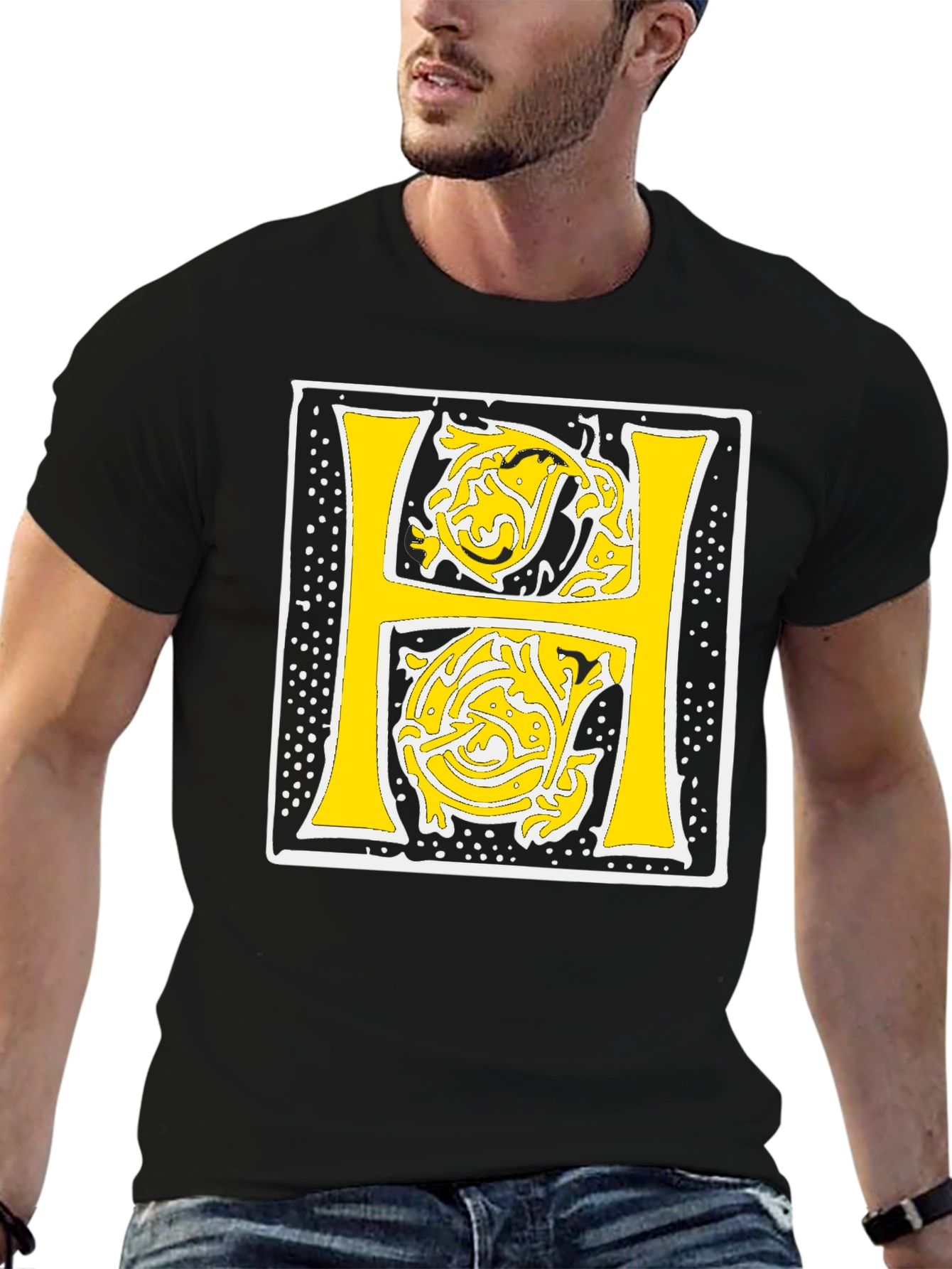 Illuminated Letter H Black T-Shirt