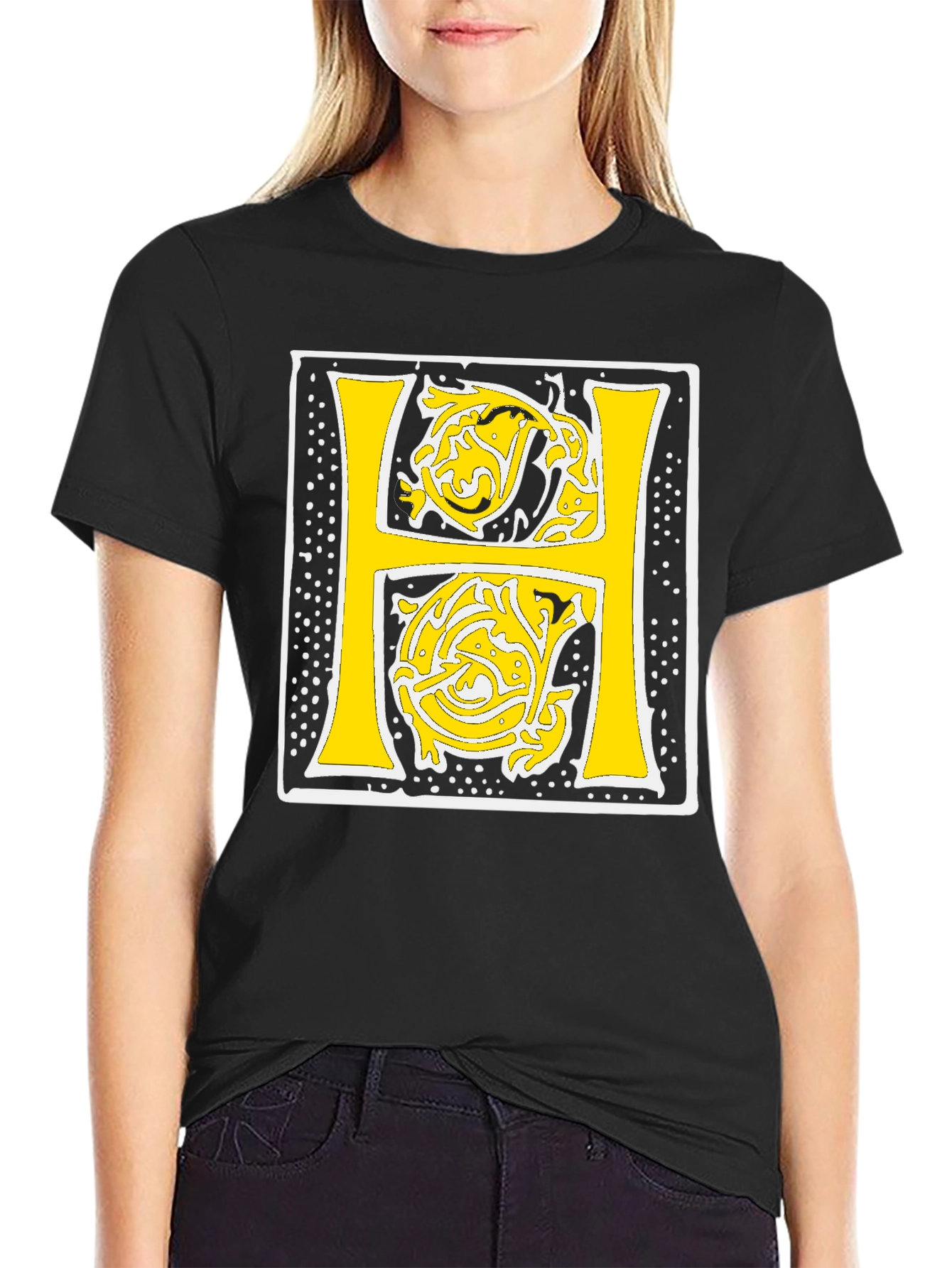 Illuminated Letter H Black T-Shirt